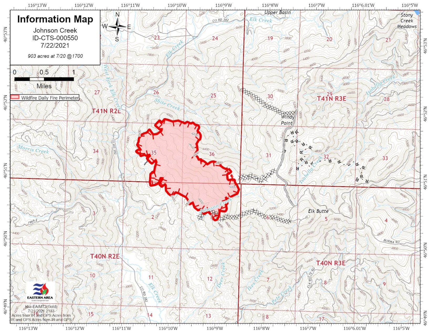 Johnson Creek Fire Map 7.22.21